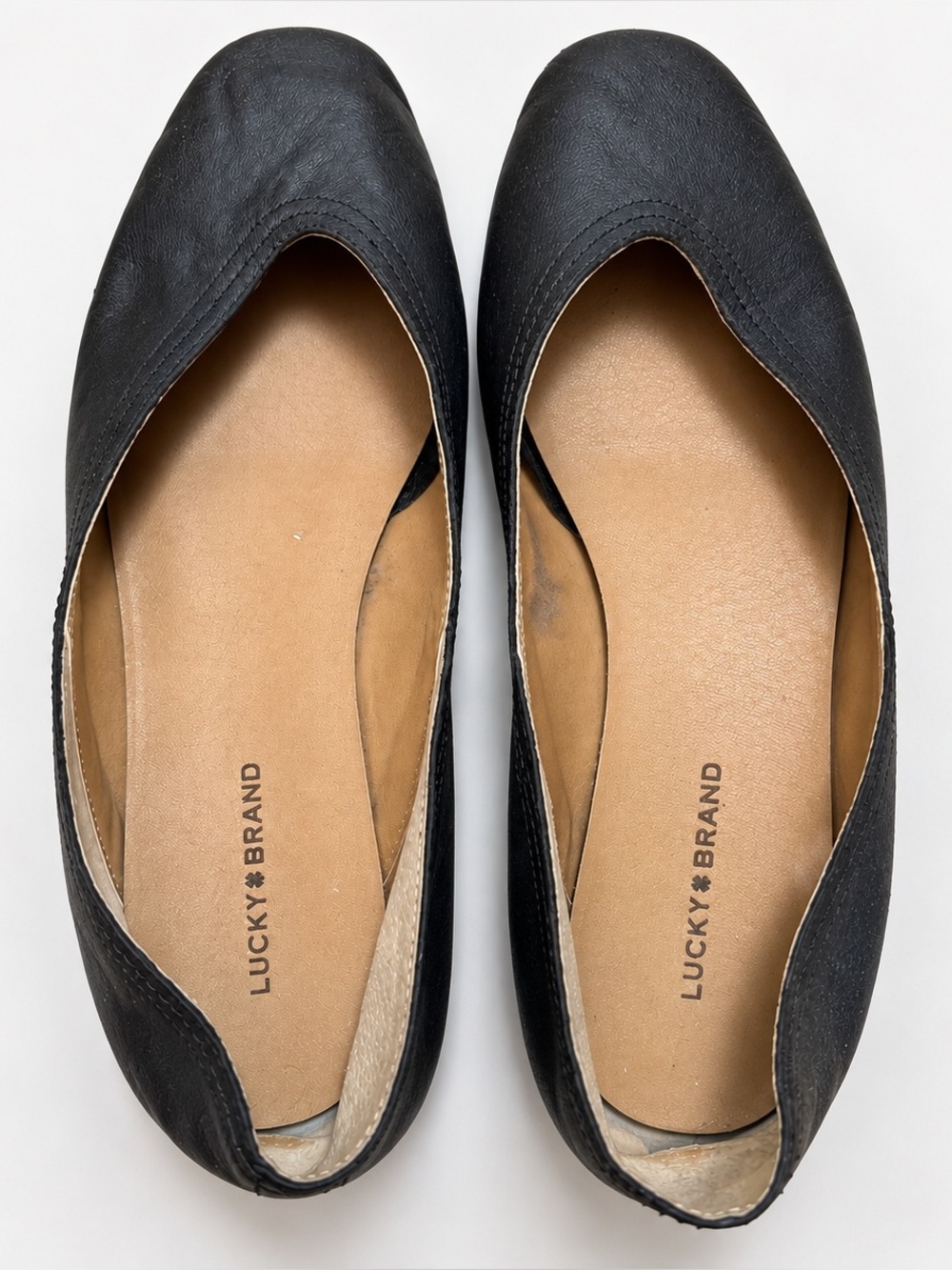 Lucky Brand Alba Black Leather Ballet Flats Women’s Size 11M Slip On Shoes